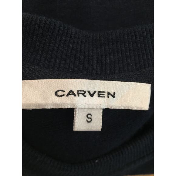Carven Pullover Lightweight Sweatshirt Paw Print Sherpa Fleece Navy S Unisex - Picture 7 of 9